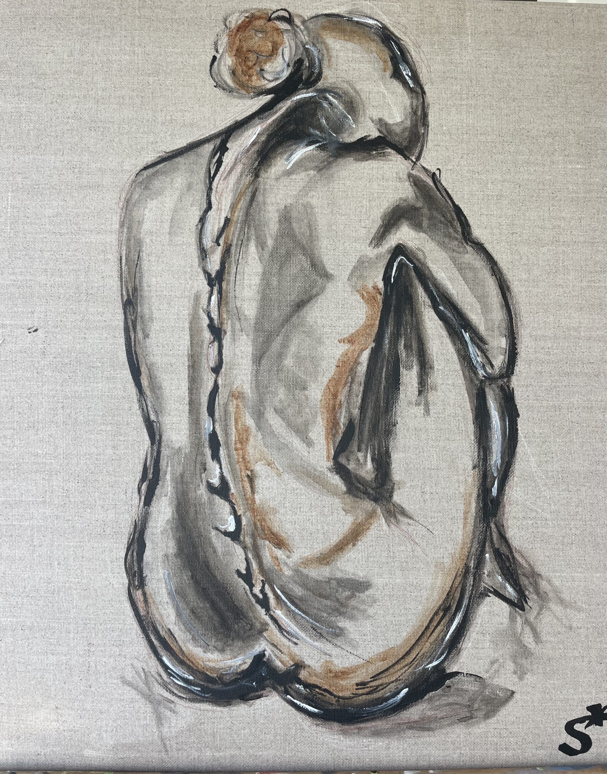 Acryl op linnen, incl baklijst, 50x60, 555 euro